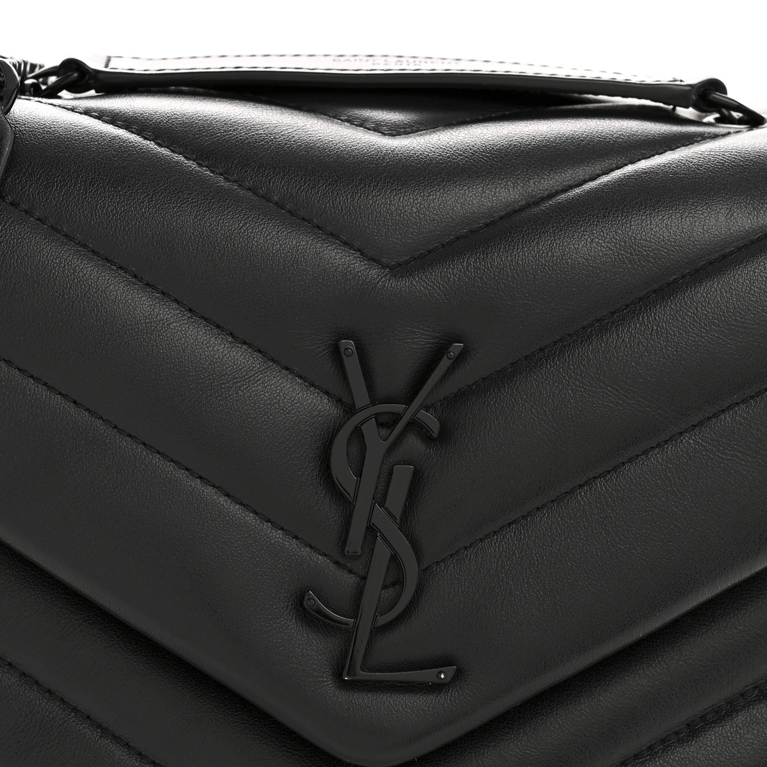 Calfskin Y Quilted Monogram Monochrome Small Loulou Chain Satchel Black
