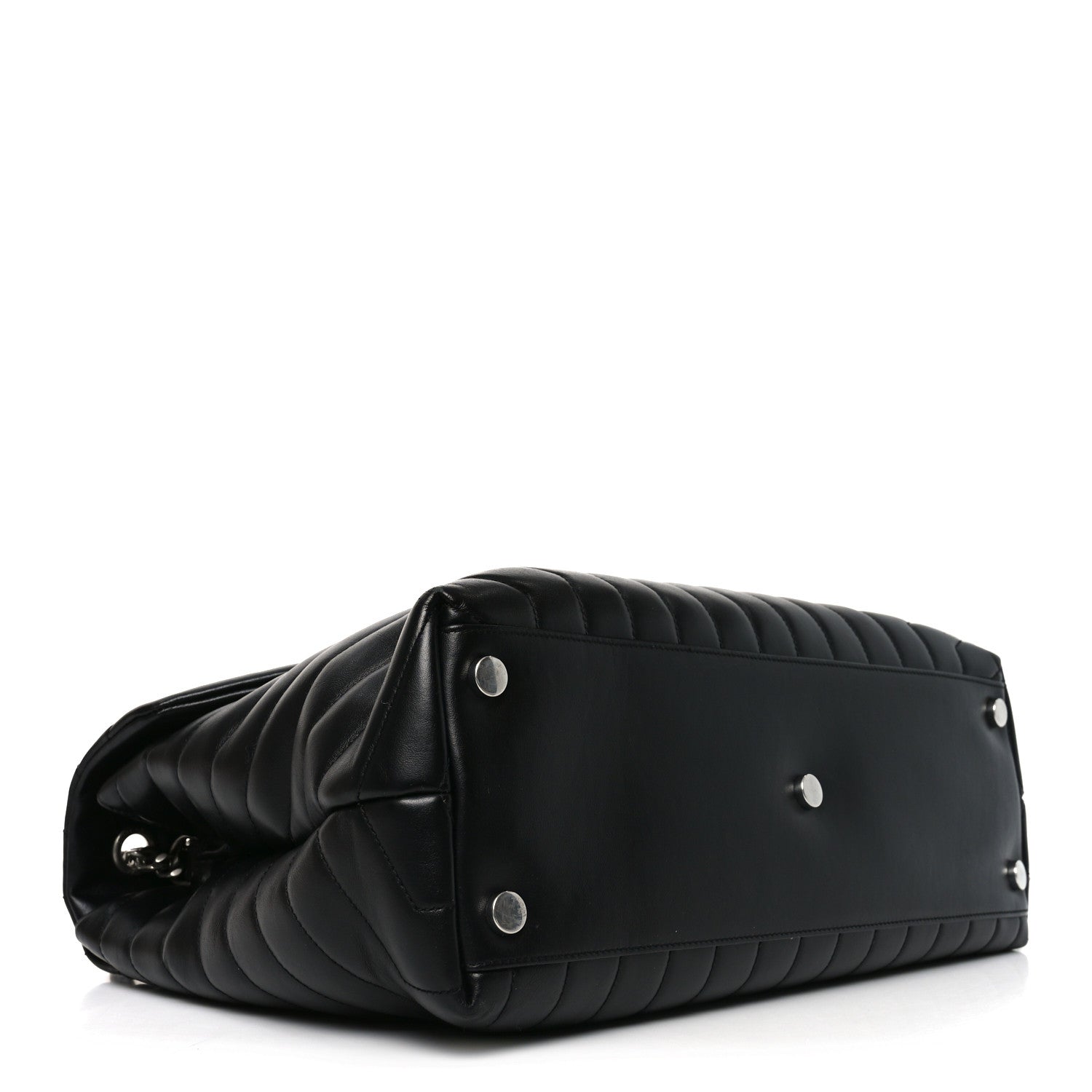 Calfskin Y Quilted Monogram Large Loulou Chain Satchel Black