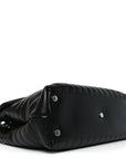 Calfskin Y Quilted Monogram Large Loulou Chain Satchel Black