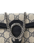 GG Supreme Monogram Textured Dollar Calfskin Super Mini Dionysus Shoulder Bag Beige Blue