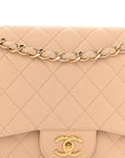 Caviar Quilted Jumbo Double Flap Beige Clair