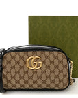 Monogram Matelasse Diagonal Small GG Marmont Chain Shoulder Bag Beige Black