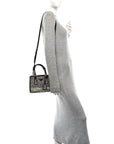 Satin Crystal Mini Galleria Double Zip Tote Metal