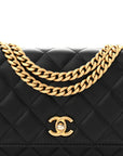 Lambskin Quilted Sweet Camellia Wallet On Chain WOC Black
