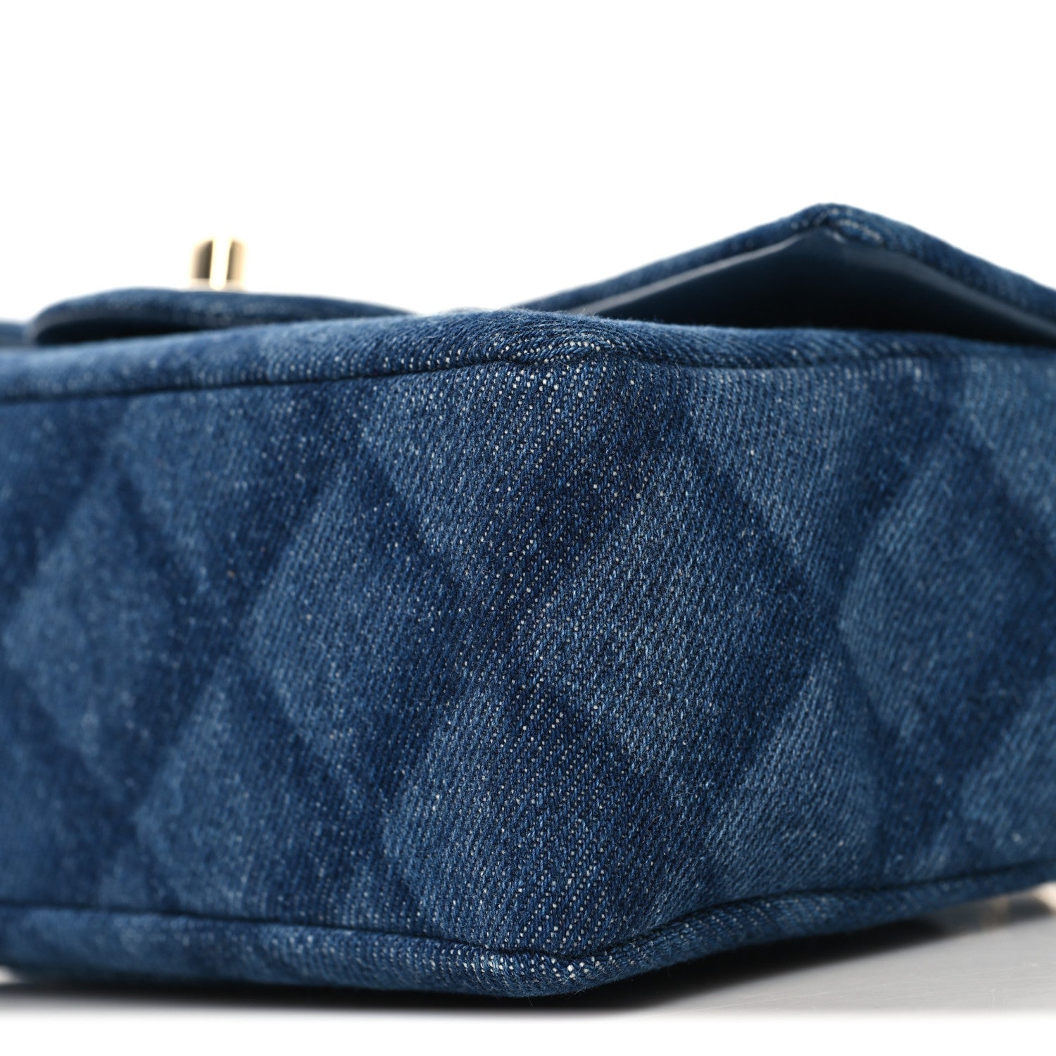 Printed Denim Quilted Mini Rectangular Flap Dark Blue