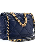 Goatskin Quilted Maxi CHNL 19 Flap Dark Blue