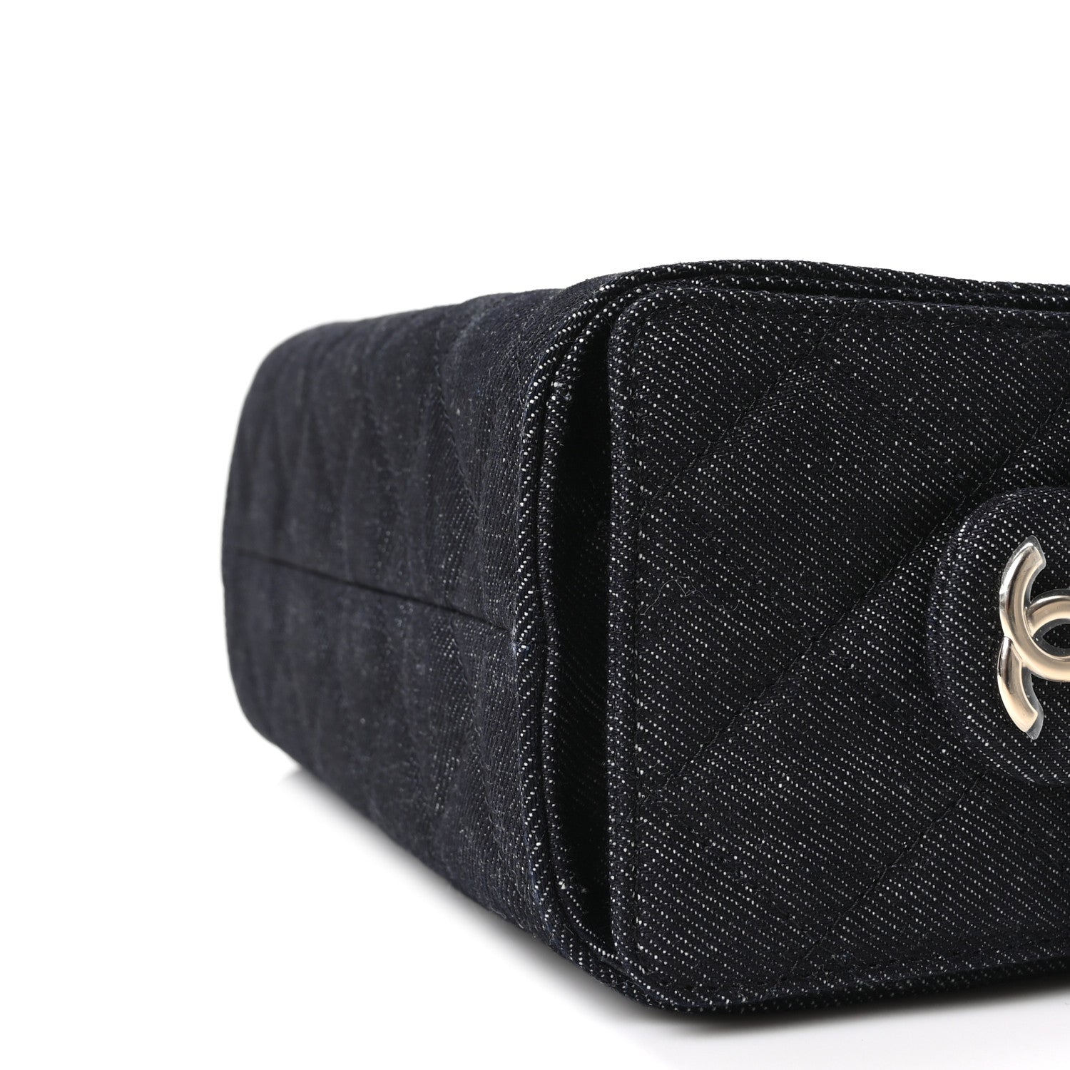 Denim Quilted Mini CHNL 25 Handbag Dark Blue