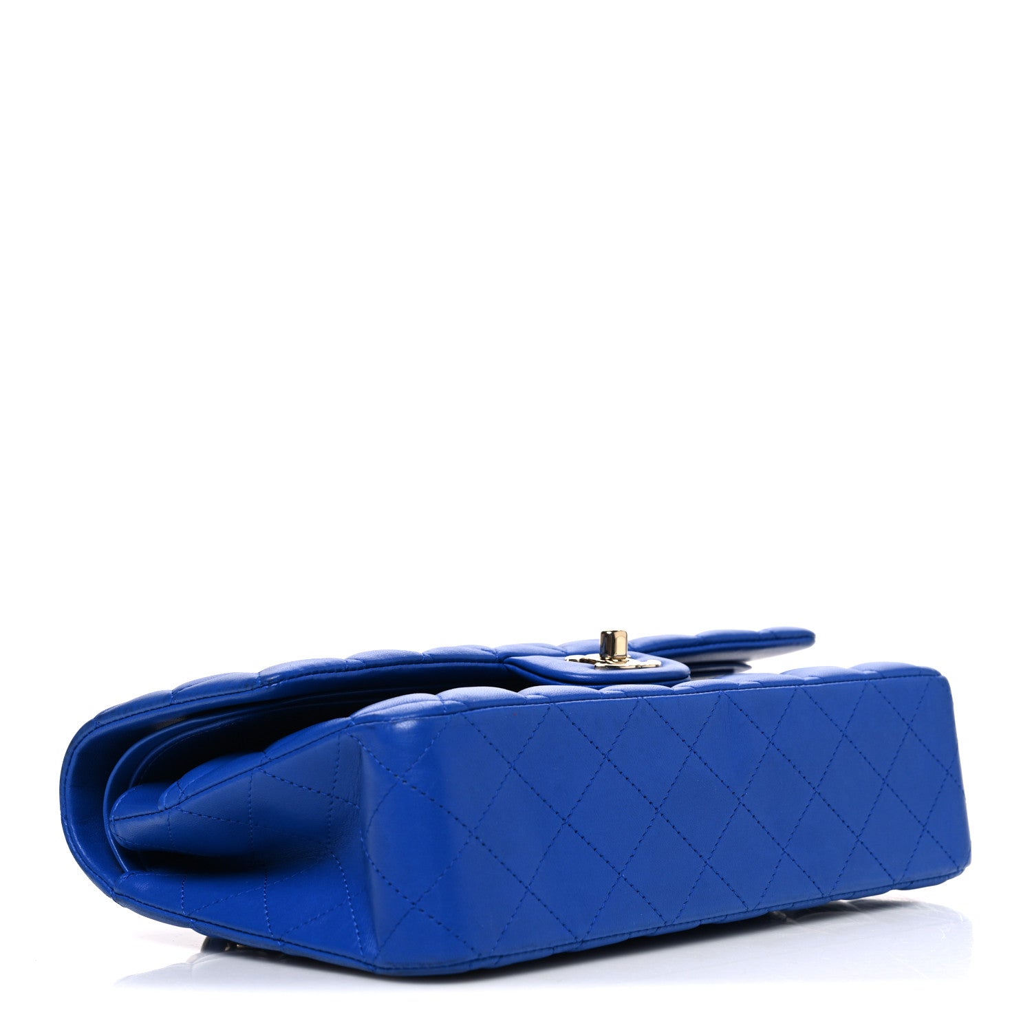 Lambskin Quilted Medium Double Flap Blue