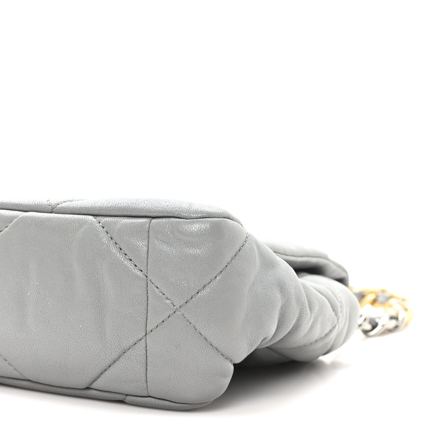 Goatskin Quilted Medium CHNL 19 Flap Grey