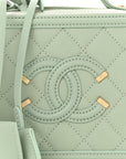 Caviar Quilted Small CC Filigree Vanity Case Mint