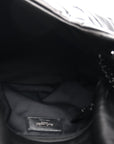 Lambskin Quilted Monogram Monochrome Medium Loulou Puffer Chain Satchel Black
