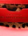 Lizard Embossed Crystal Embellished DG Millennials Mini Crossbody Bag Red