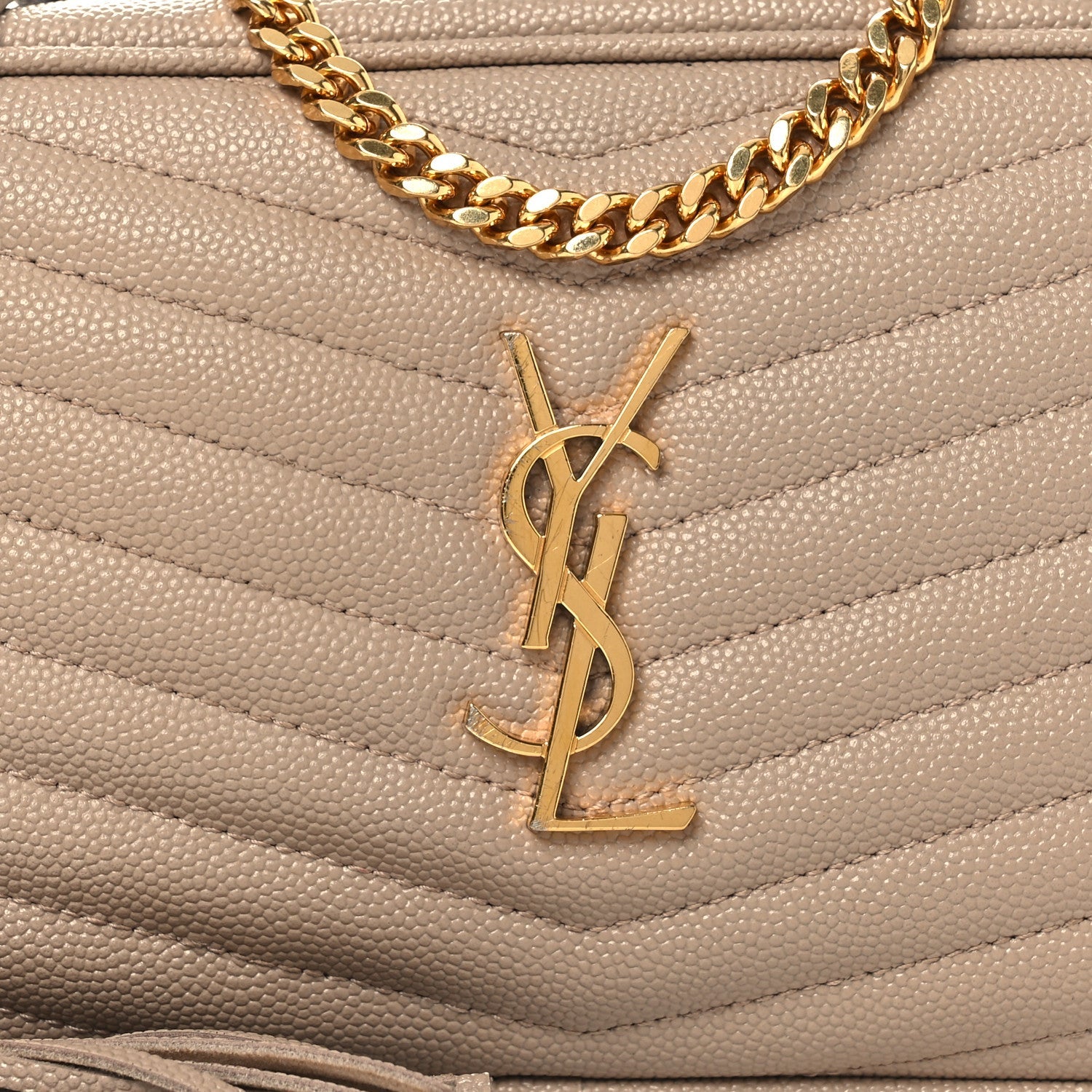 Grain De Poudre Matelasse Monogram Mini Lou Camera Bag Dark Beige