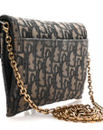 Oblique Saddle Chain Long Wallet  Blue