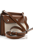 Smooth Calfskin Canvas Horseferry Print Mini Title Bag with Pocket Natural Malt Brown