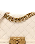 Caviar Quilted Small Boy Flap White