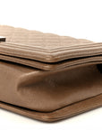 Metallic Calfskin Quilted Medium Boy Flap Taupe