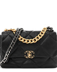 Lambskin Quilted Large CHNL 19 Flap Black