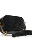 Calfskin Matelasse Small GG Marmont Chain Shoulder Bag Black