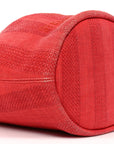 Mixed Fibers Striped Deauville Drawstring Bag Red