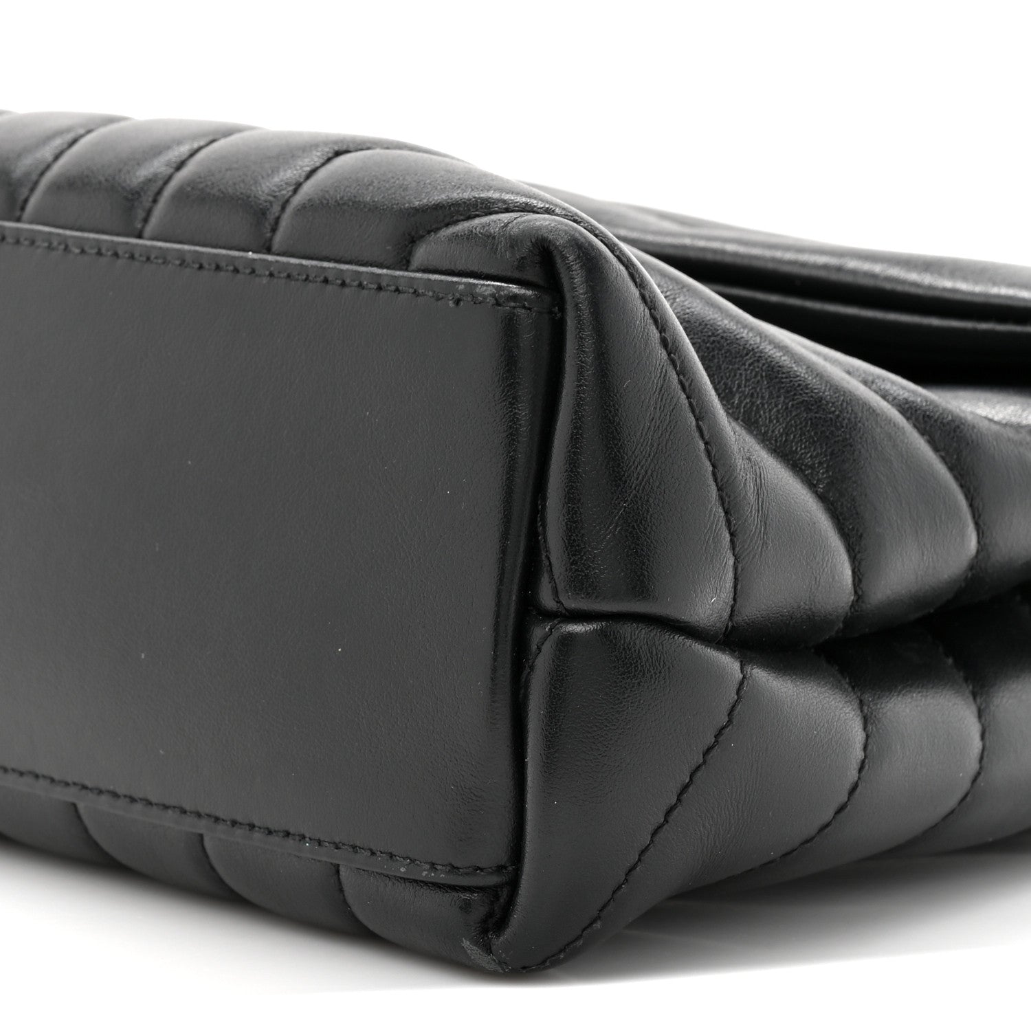 Calfskin Y Quilted Monogram Small Loulou Chain Satchel Black