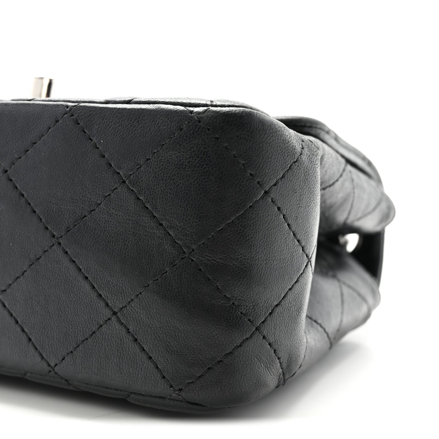 Lambskin Quilted Mini Square Flap Black