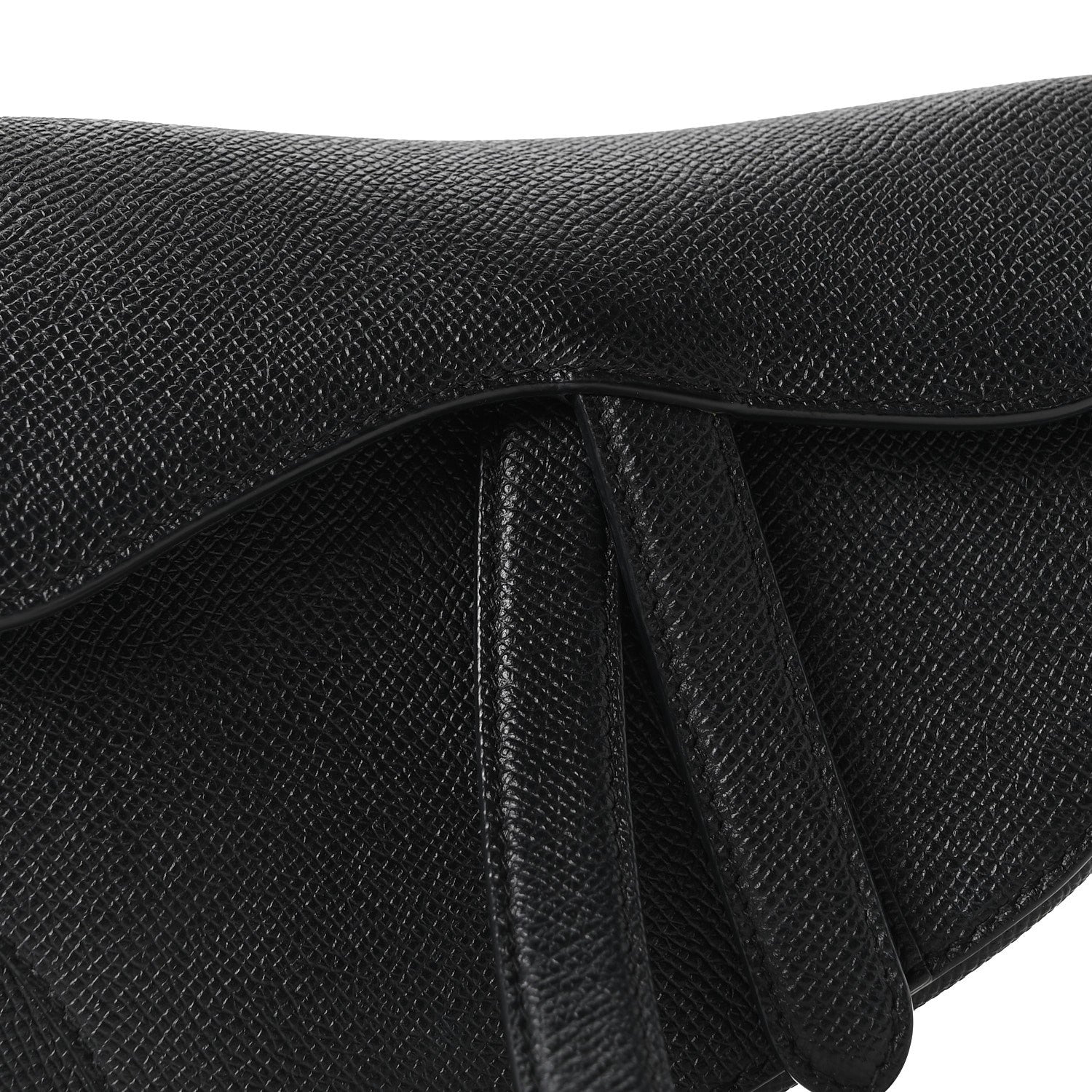 Grained Calfskin Mini Saddle Bag Black