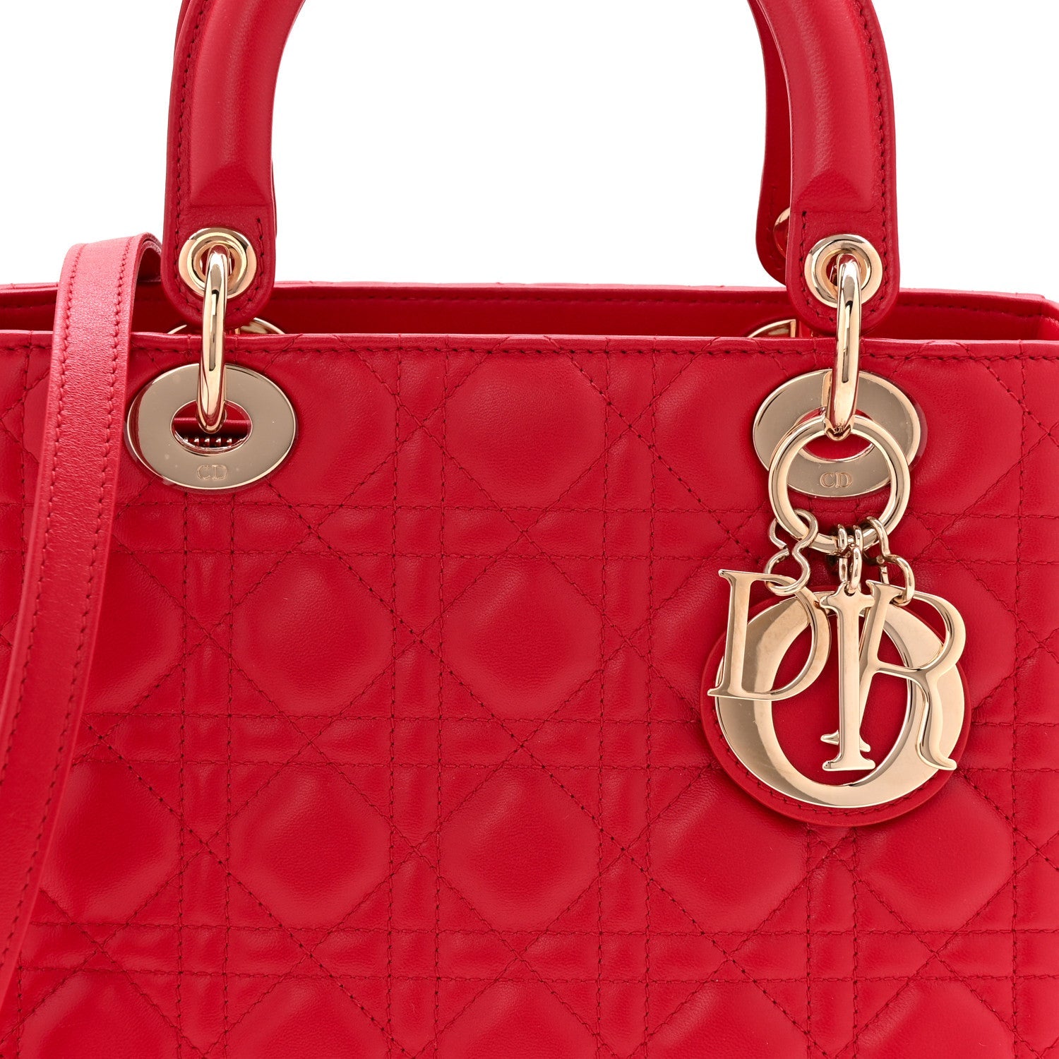 Lambskin Cannage Medium Lady D1OR Red