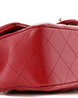 Caviar Quilted Mini Rectangular Flap Dark Red