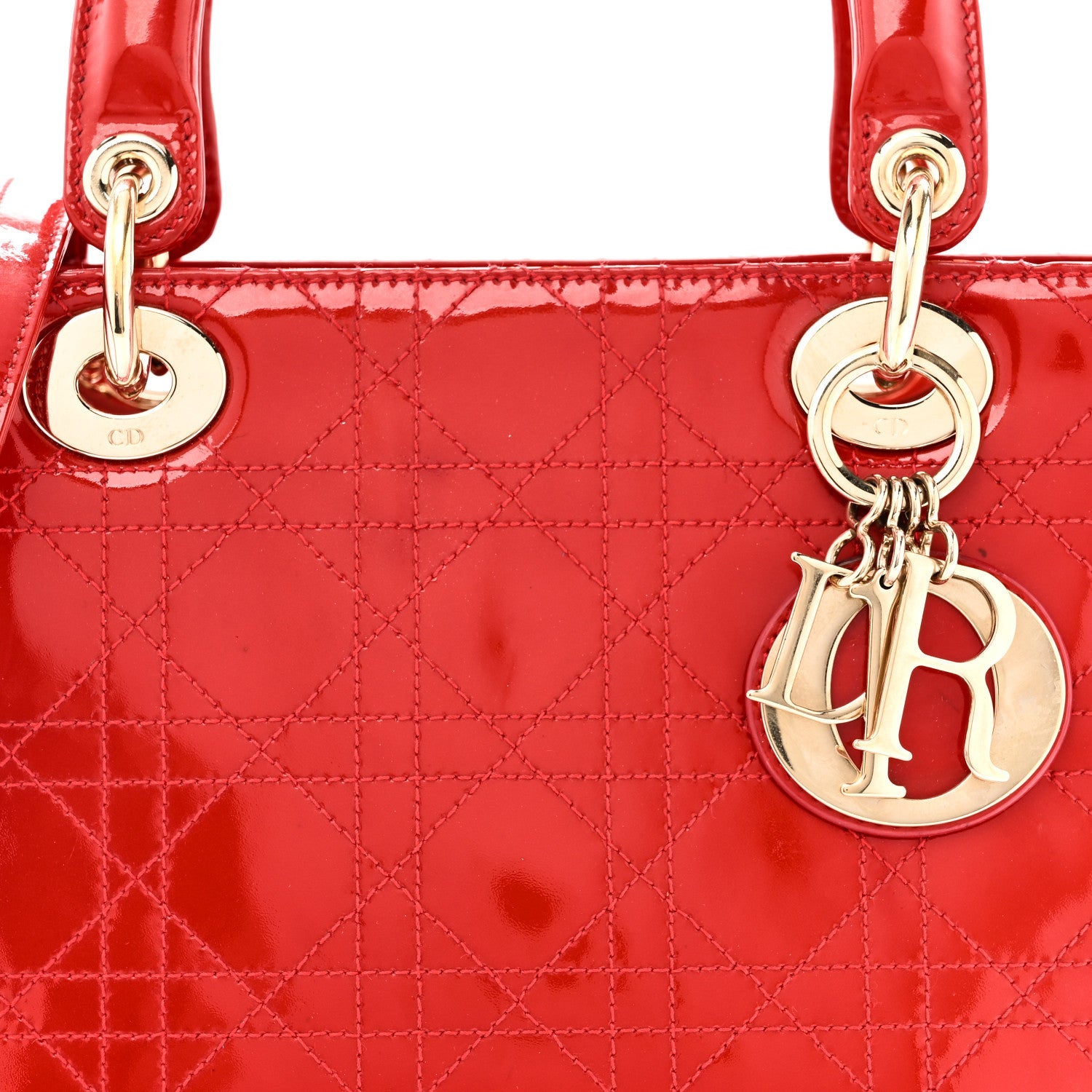 Patent Cannage Stitched Medium Lady D1OR Red