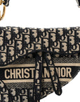 Oblique Embroidered Saddle Bag Blue