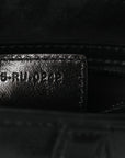 Shiny Crinkled Calfskin Studded Saddle Bag Black