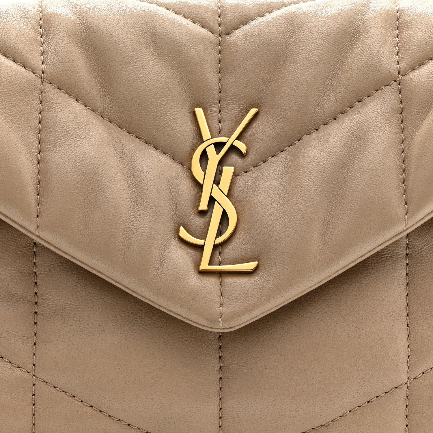 Lambskin Quilted Toy Loulou Puffer Monogram Chain Satchel Dark Beige