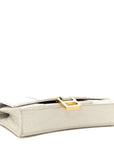 Shiny Calfskin Crocodile Embossed Hourglass Chain Bag White