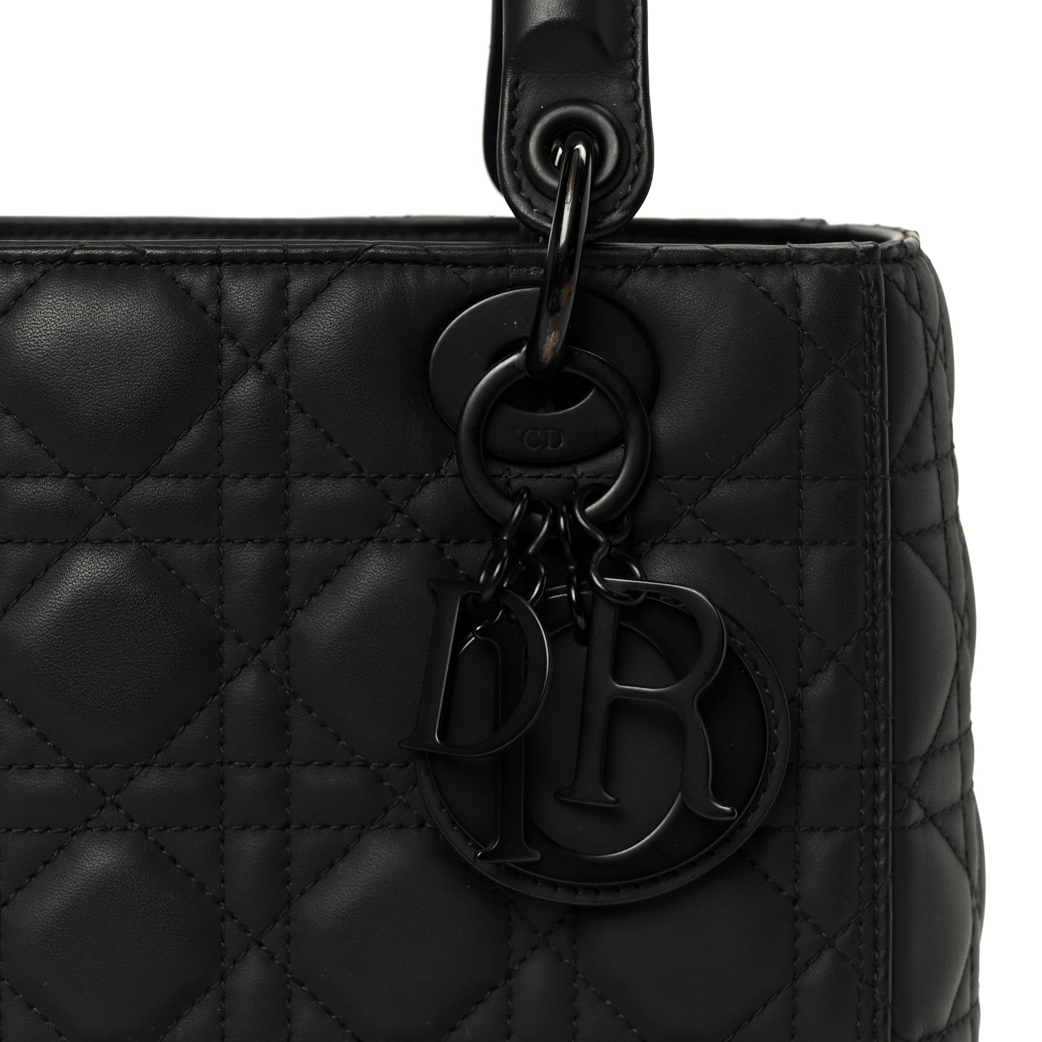 Ultra Matte Calfskin Cannage Medium Lady D1OR Black