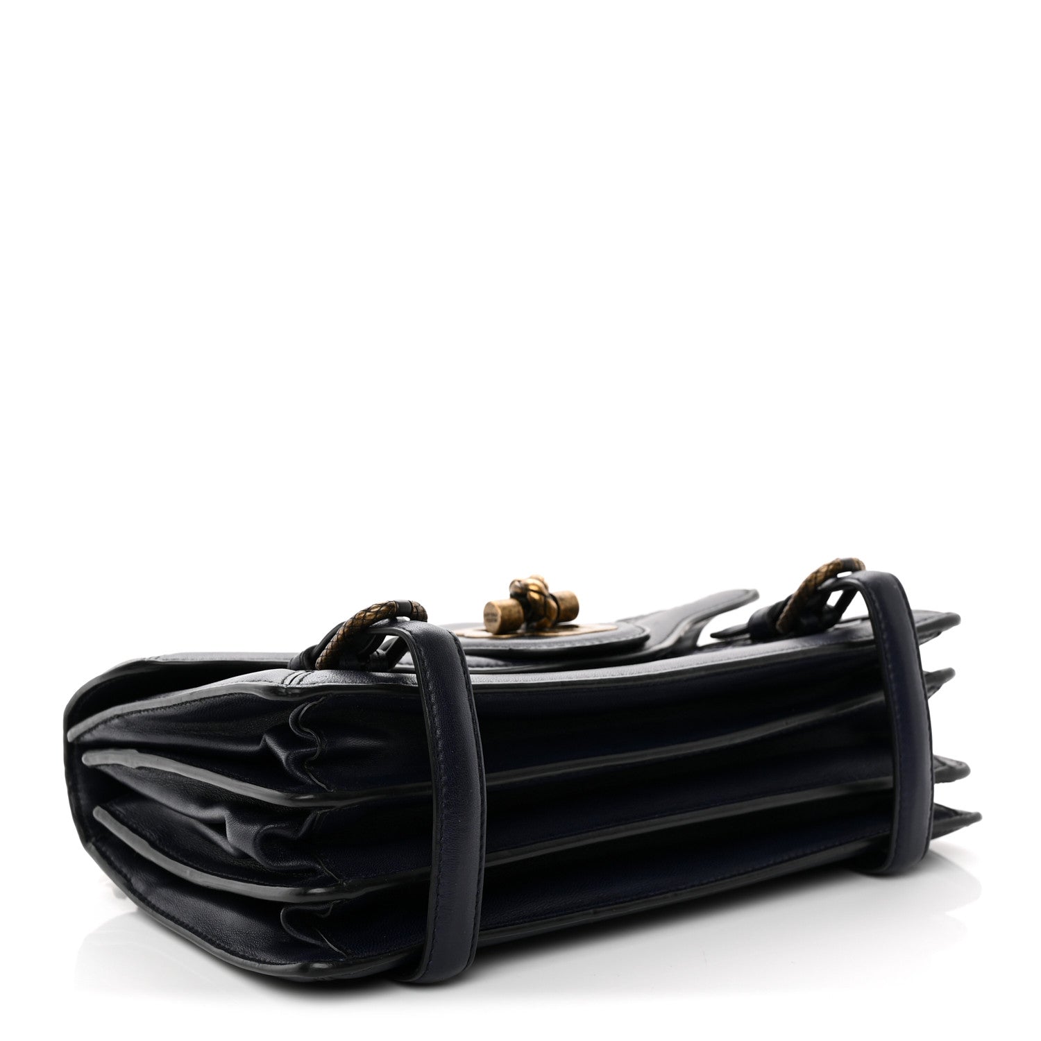 French Calfskin Intrecciato City Knot Bag Sapphire