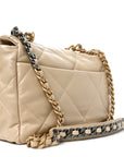 Lambskin Quilted Large CHNL 19 Flap Beige