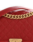 Lambskin Quilted Medium Boy Flap Red