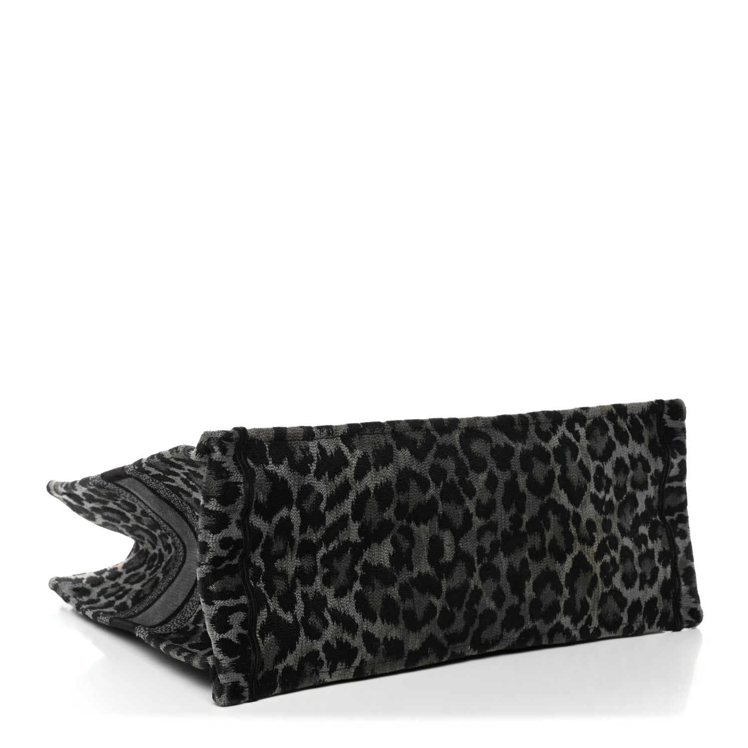 Canvas Mizza Embroidered Large Leopard Book Tote Grey