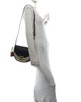 GG Supreme Monogram Calfskin Small Padlock Messenger Shoulder Bag Beige Black Cuir