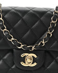 Lambskin Quilted Mini Rectangular Flap Black
