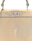 Stingray Shiny Nappa Petite Peekaboo I SEE U Satchel Beige