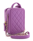 Caviar Quilted CC North South Filigree Vanity Case Purple