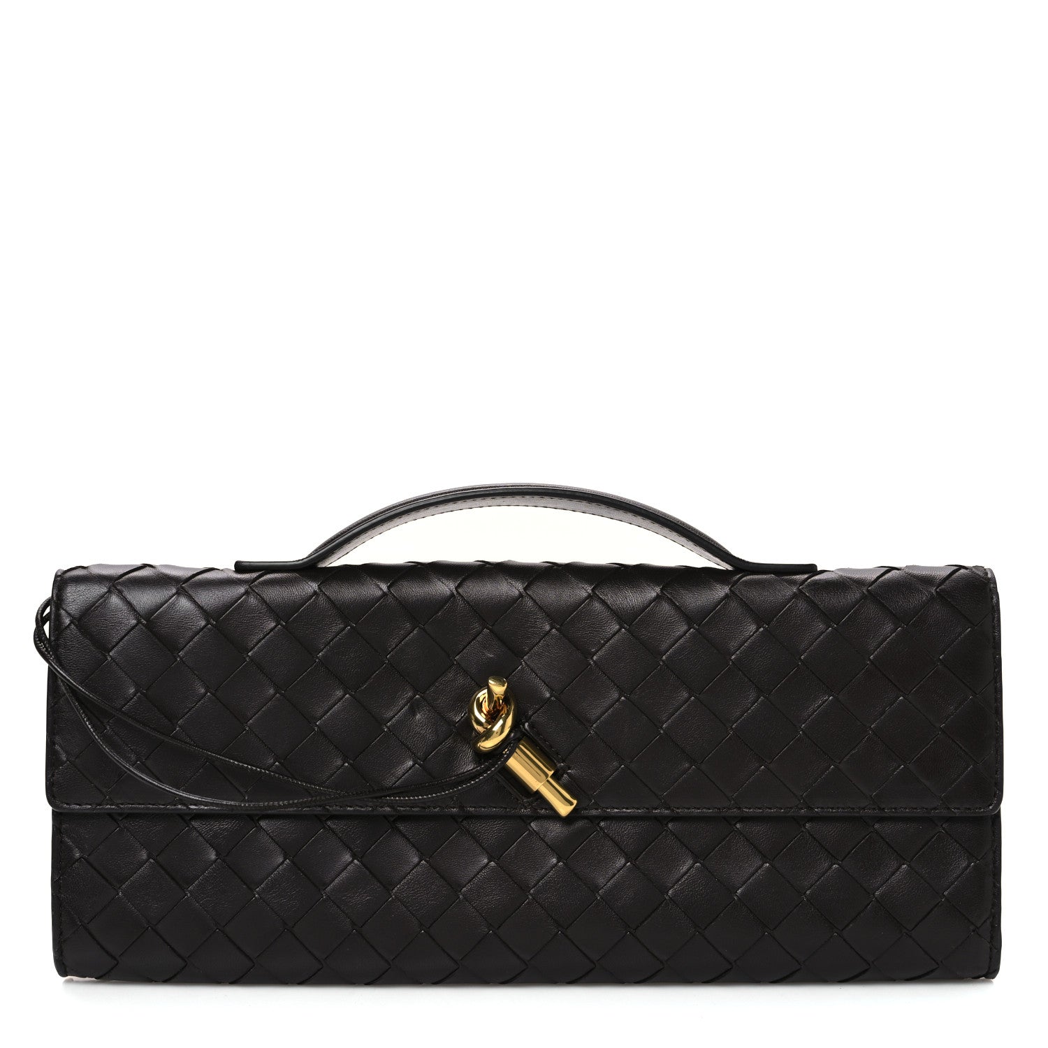 Nappa Intrecciato Long Andiamo Top Handle Clutch Fondant