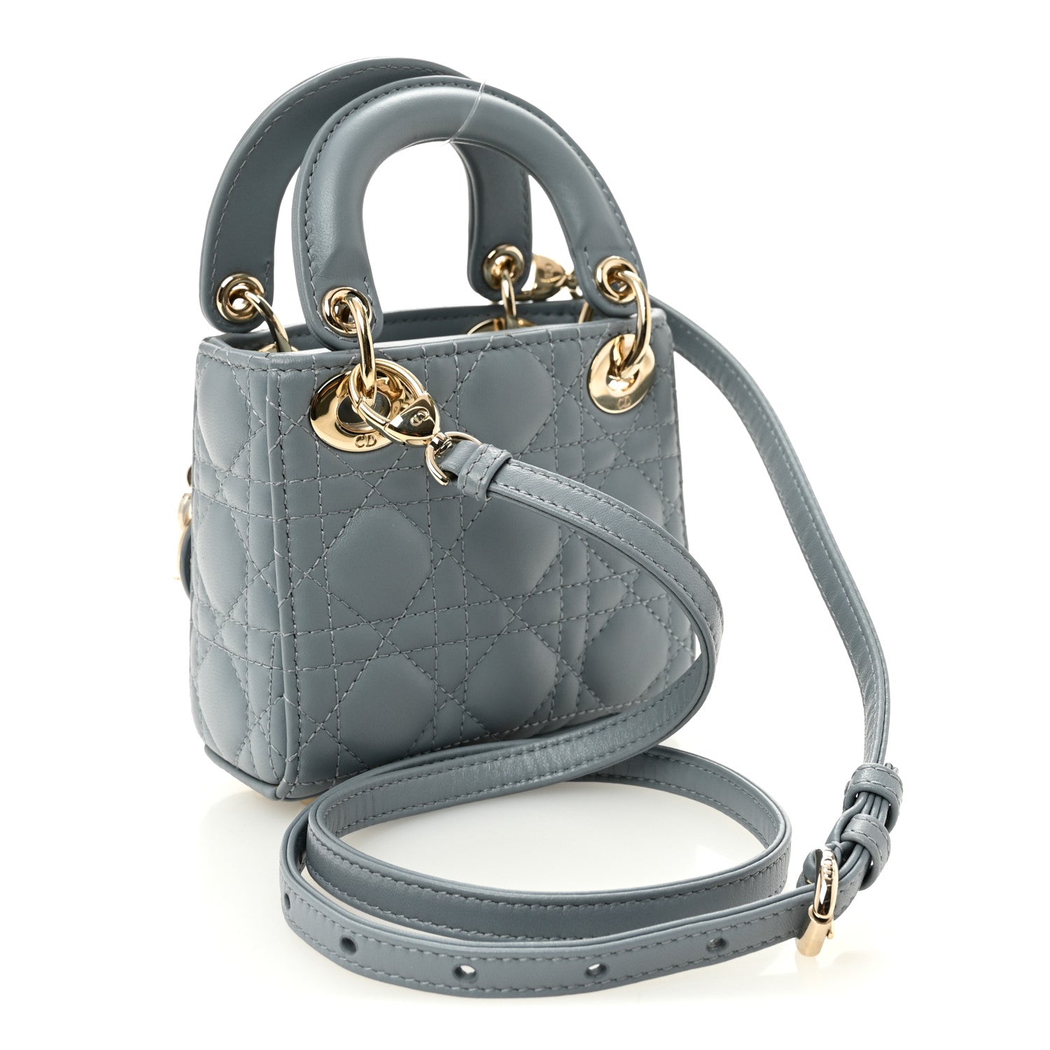 Lambskin Cannage Micro Lady D1OR Cloud Blue