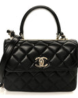 Lambskin Quilted Small Trendy CC Dual Handle Flap Bag Black