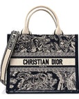 Calfskin D1ORiviera Toile De Jouy Small Book Tote With Strap Blue Multicolor