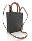 Triomphe Canvas Calfskin Mini Vertical Cabas Tan