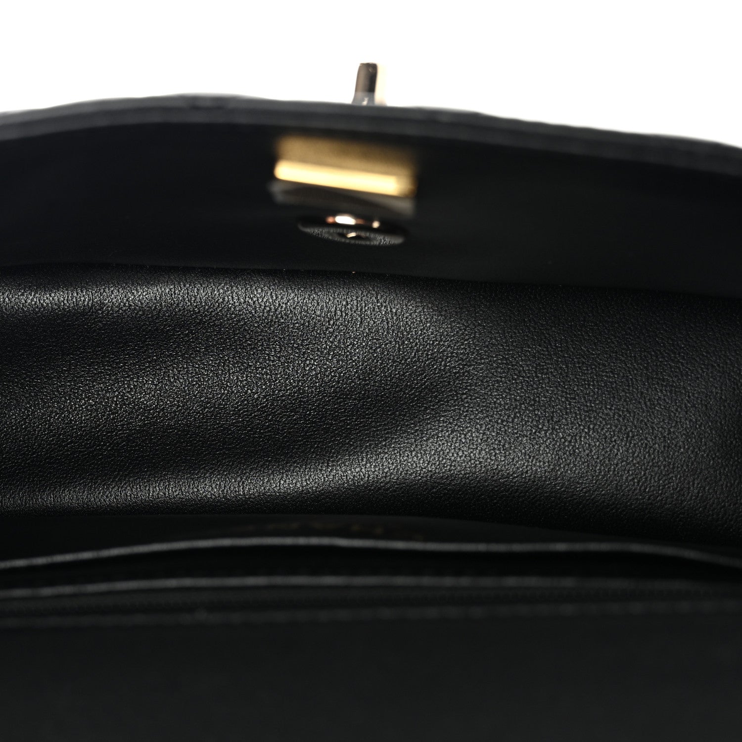 Lambskin Quilted Mini Top Handle Rectangular Flap Black