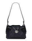 Metallic Caviar Quilted Mini CHNL 25 Handbag Dark Blue
